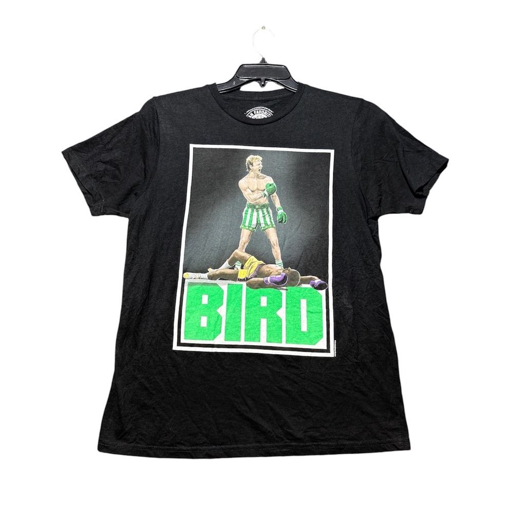 Fan Favorite Larry Bird Ali Stance Graphic T-Shirt Mens Medium Black Parody Tee